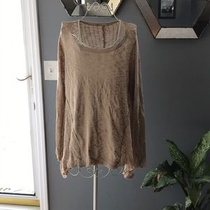 Poof brand boho crochet back sweater
